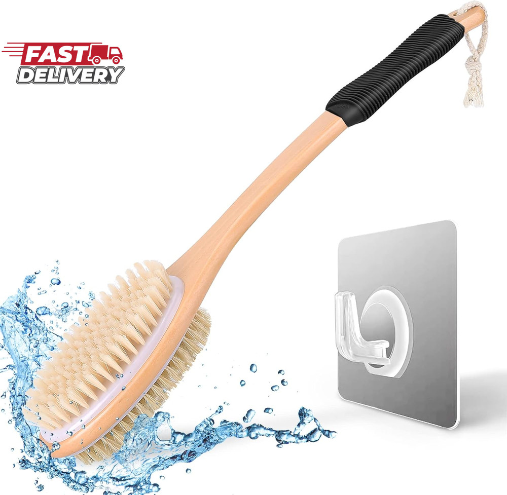 KIPRITII Ergonomically Back Scrubber for Shower,Double-Sided Back Long Handle We