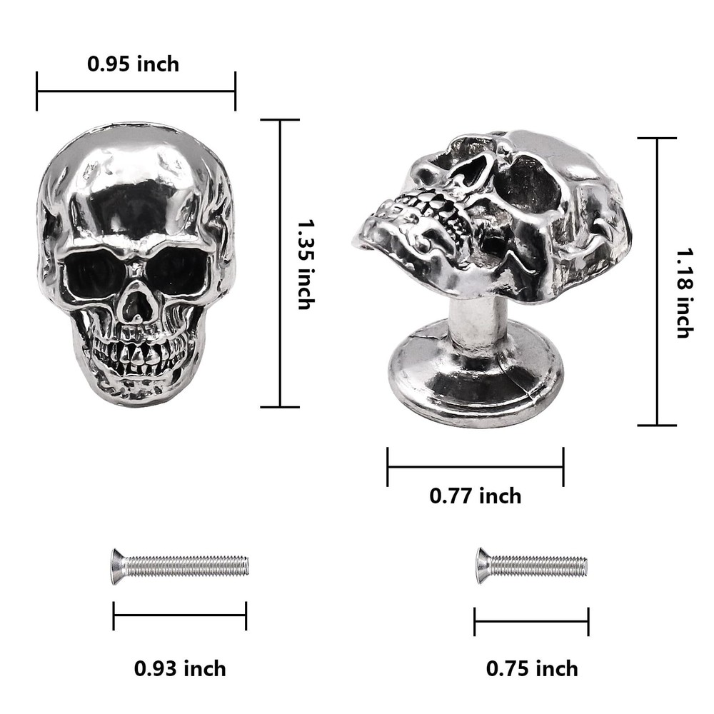 6 Pack Skull Skeleton Drawer Knobs, Vintage Single Hole Cabinets Pulls for Dr...