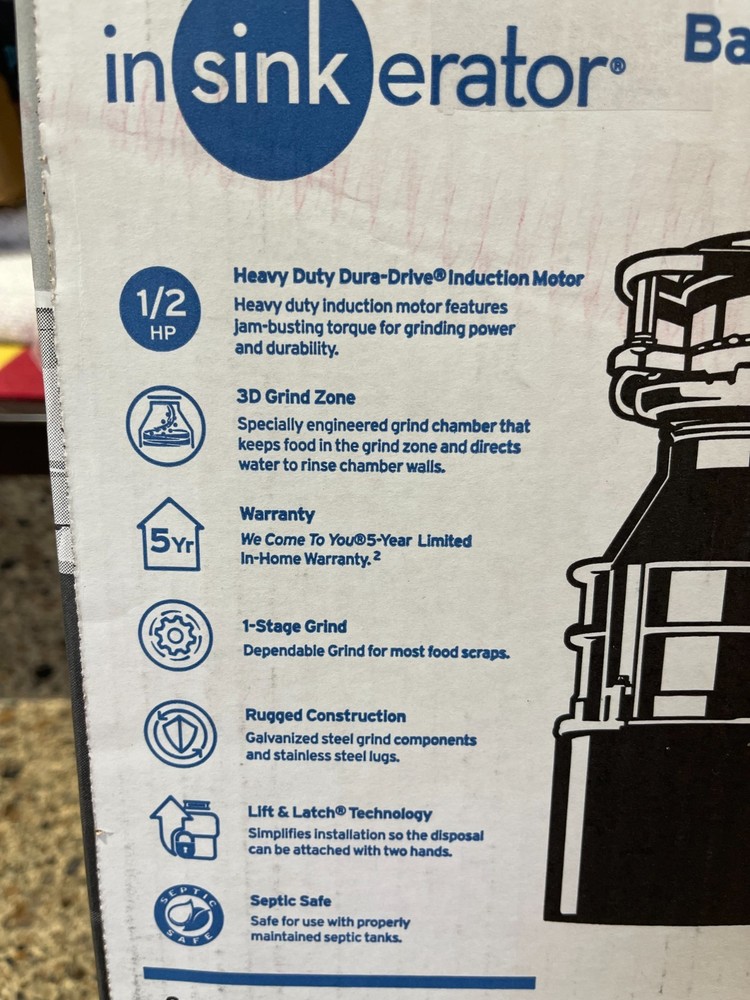 NEW! InSinkErator Badger 5XL Corded 1/2-HP Continuous Feed Garbage Disposal