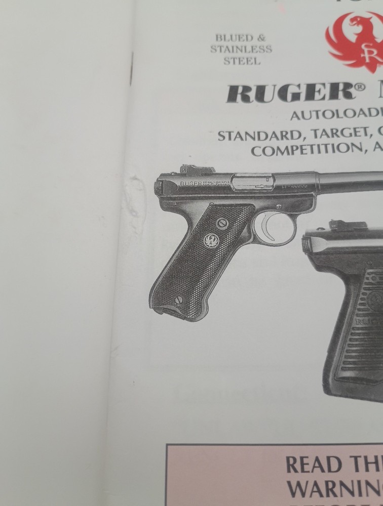 Ruger Mark 2 Pistol Manual 2003 Original