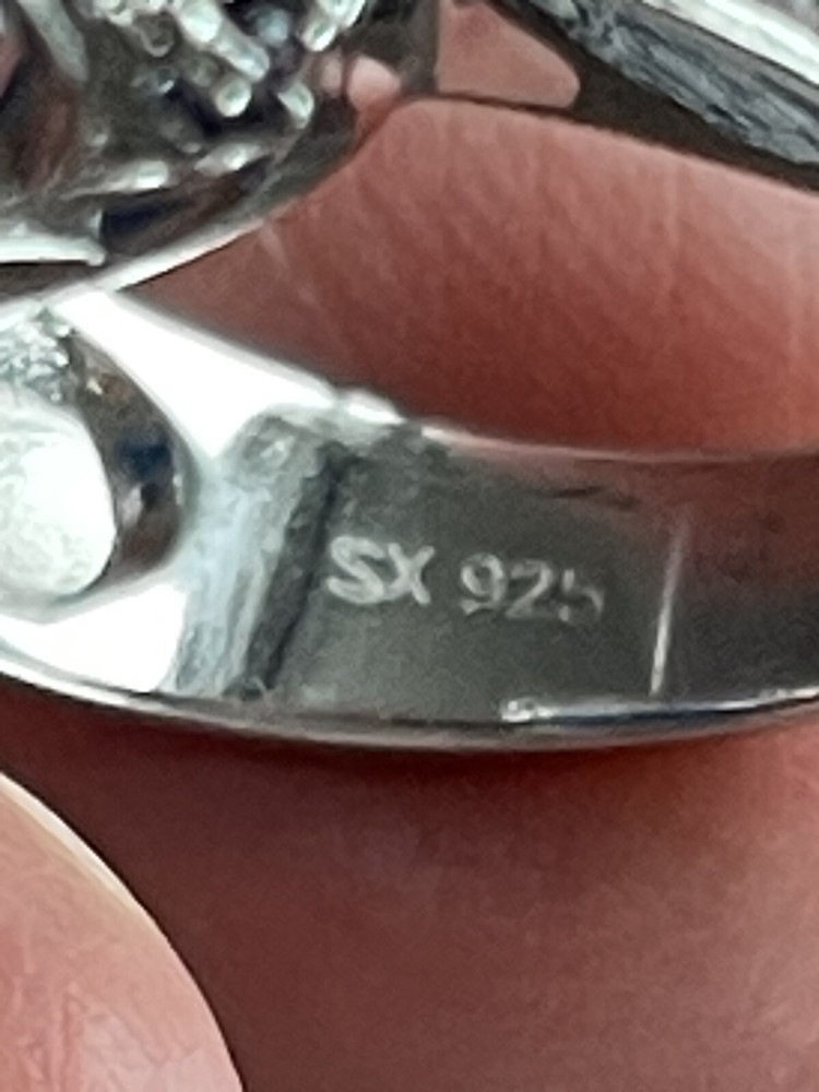 SX 925 Silver Blue Jade RING SIZE 8