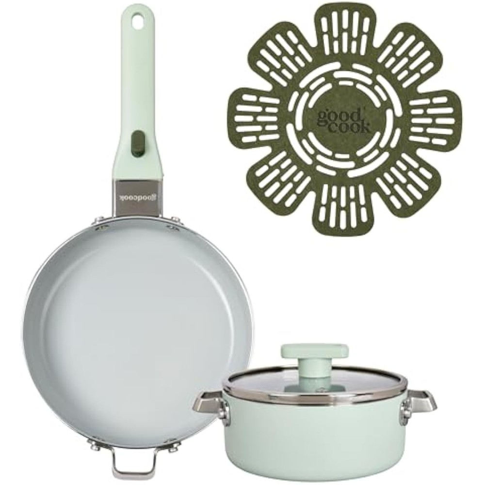 GoodCook Ceramic Cookware Set 5-Piece with Removable Handle, Induction...