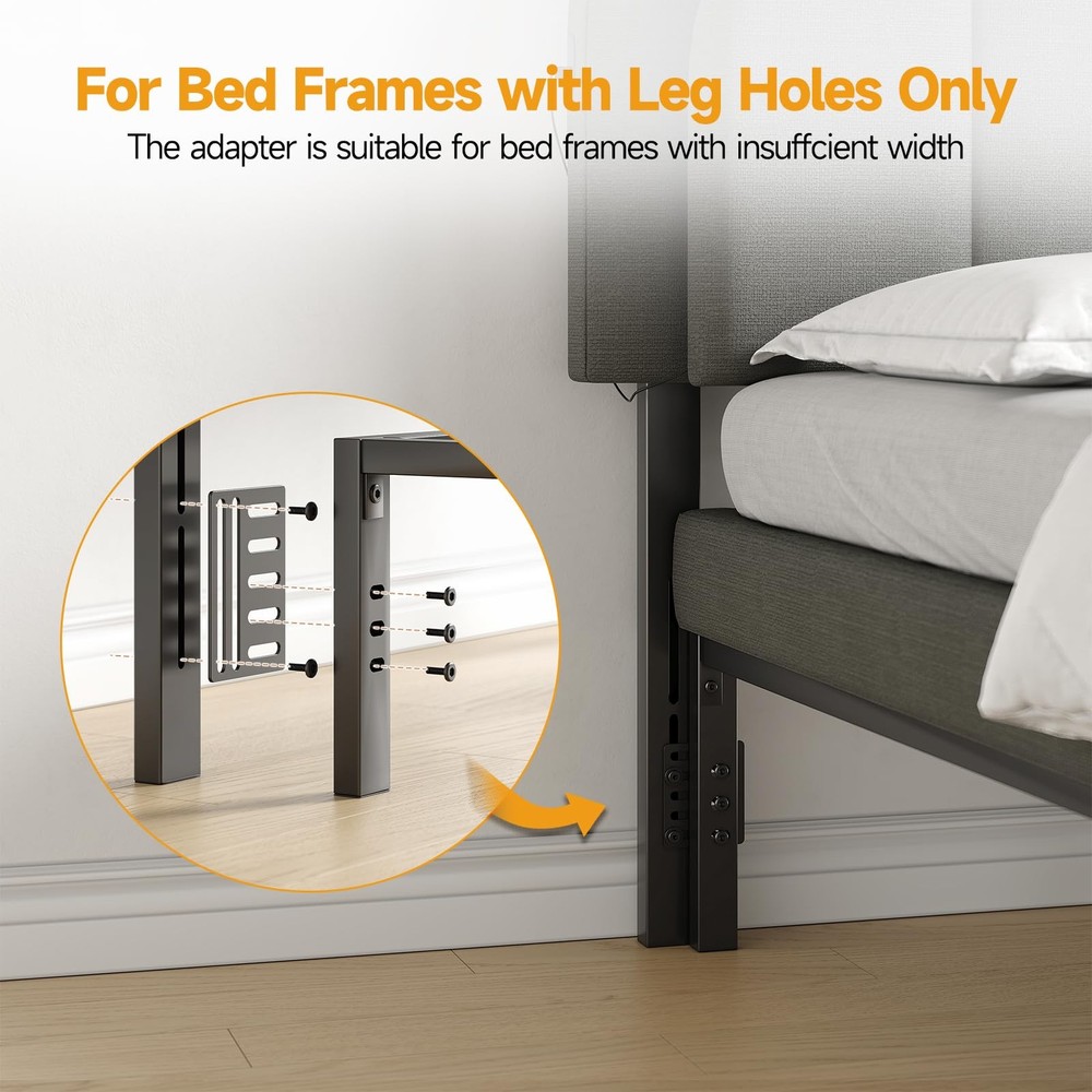 Upholstered Headboard Full Queen USB Type C RGB LED Light Adjustable Height Grey
