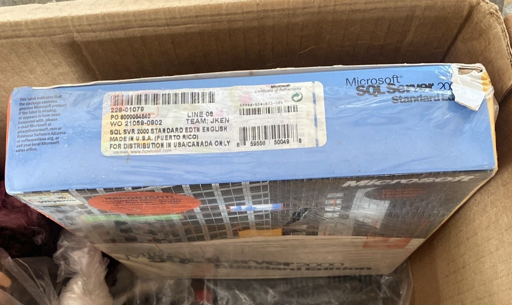 Microsoft SQL Server 2000 Standard Edition - Factory Sealed Free Shipping!!