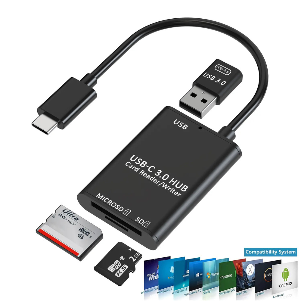 USB C to SD Card Reader Writer OTG Adapter USB 3.0 Micro SD Memory Card Reader