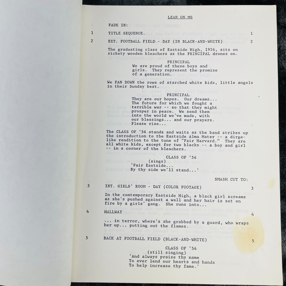 Lean On Me Screenplay Warner Bros 1988 Fifth Revised Draft Michael Schiffer