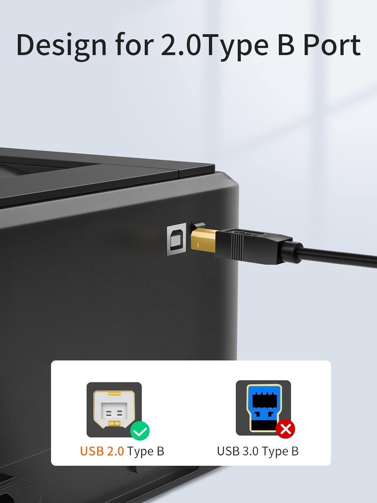 CableCreation USB B to C Printer Cable 6.6FT, Type B Black