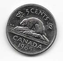 Canada 1965 5 cent  Nickel Circulated