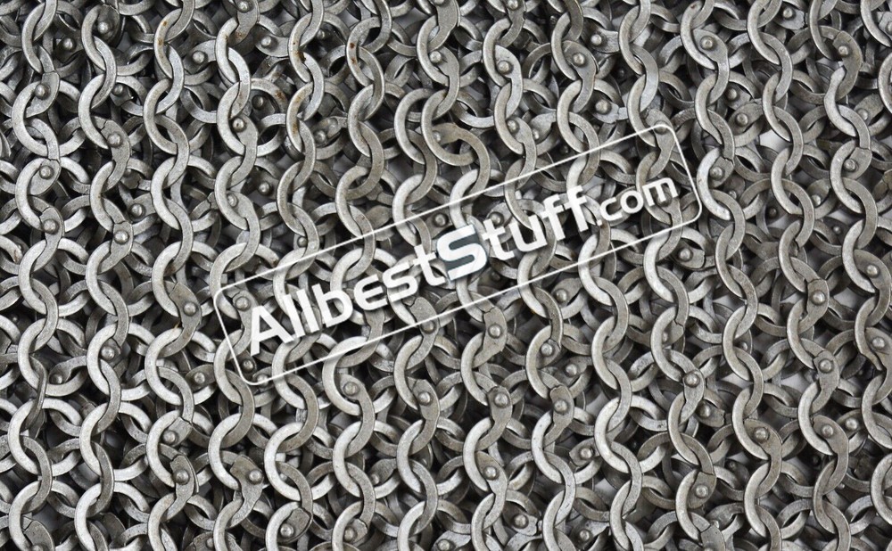 Chainmail Flat Dome Riveted Alternating Solid Mild Steel Sleeve Shoulder Panels