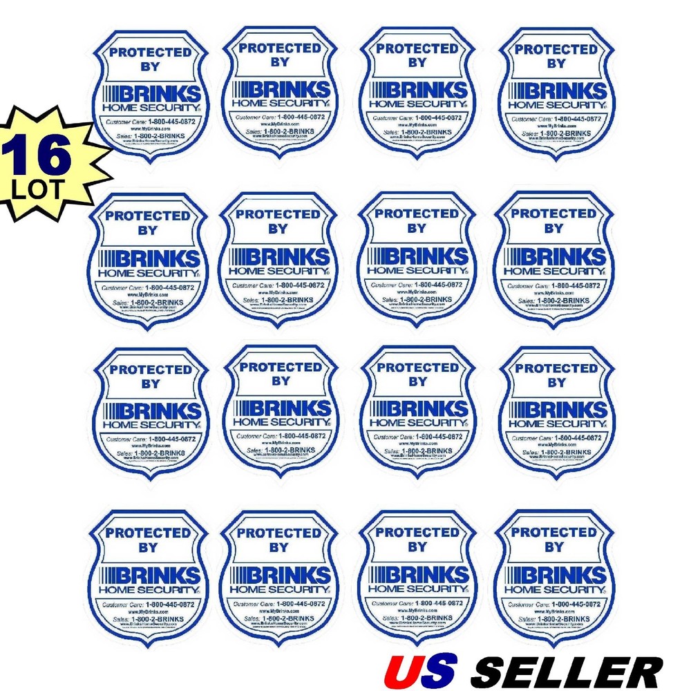 16 BRINKS ADT Home Security Alarm System Blue Badge Warning Sticker Decals
