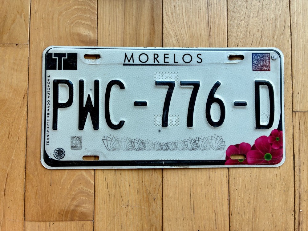 2018 Morelos Mexico License Plate