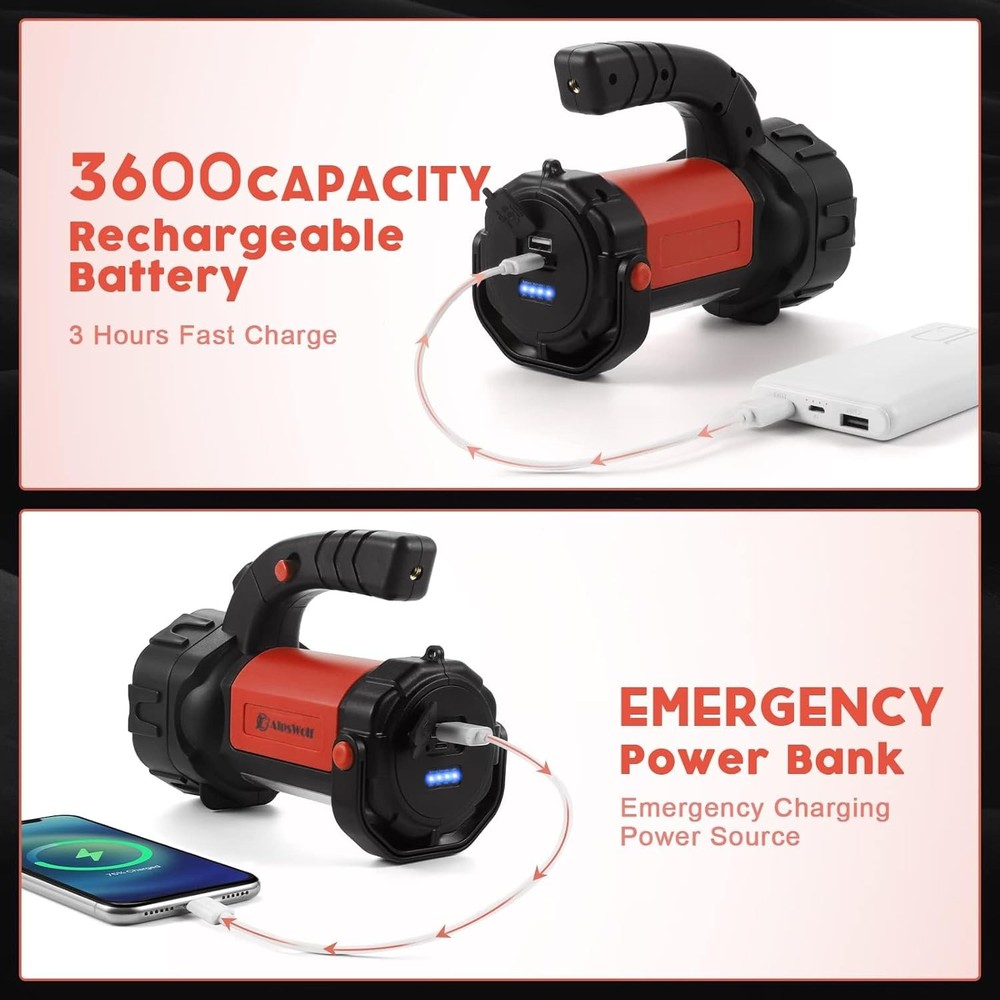 AlpsWolf Camping Lantern Rechargeable, 2 Pack Same LED Flashlight Red