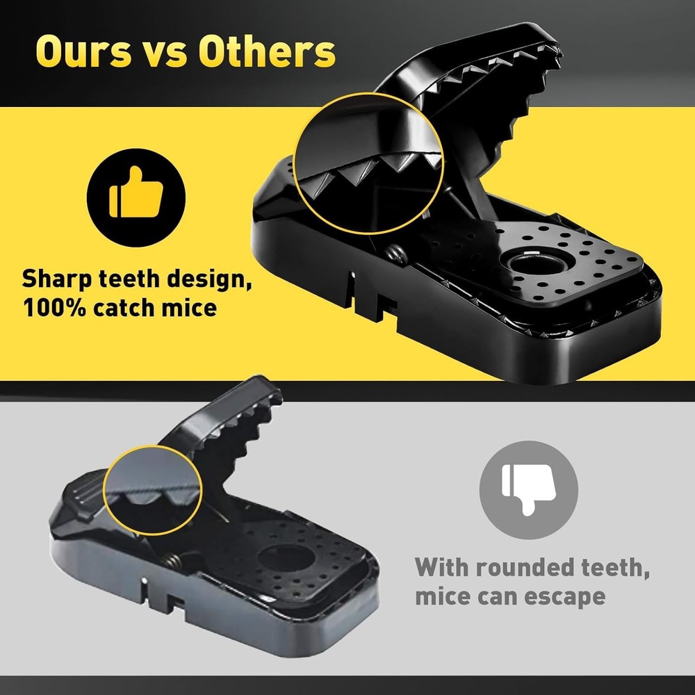 Durable ABS Mouse Traps - 12 Quick-Set Traps for Effective Home Pest Control