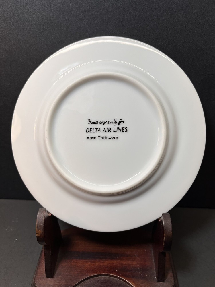 Delta Air Lines In Flight Dinnerware Gold Script & Trim Abco 5 1/4" Bread Plate