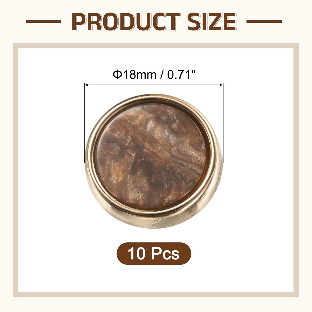 10Pcs Round Button, 18mm/0.7" Resin Decorative Pattern Button, Dark Coffee