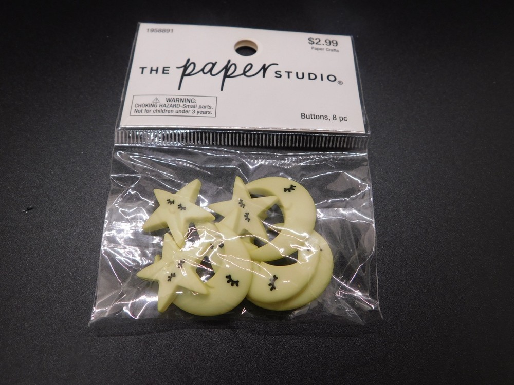 The paper studio moon & stars shank back buttons 8pc