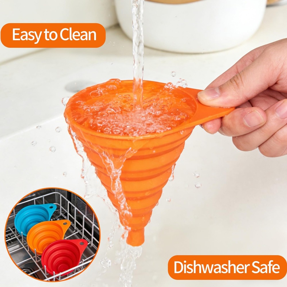 4Pack Kitchen Funnel Set, Small and Large, Upgraded Kitchen Gadgets Accessori...