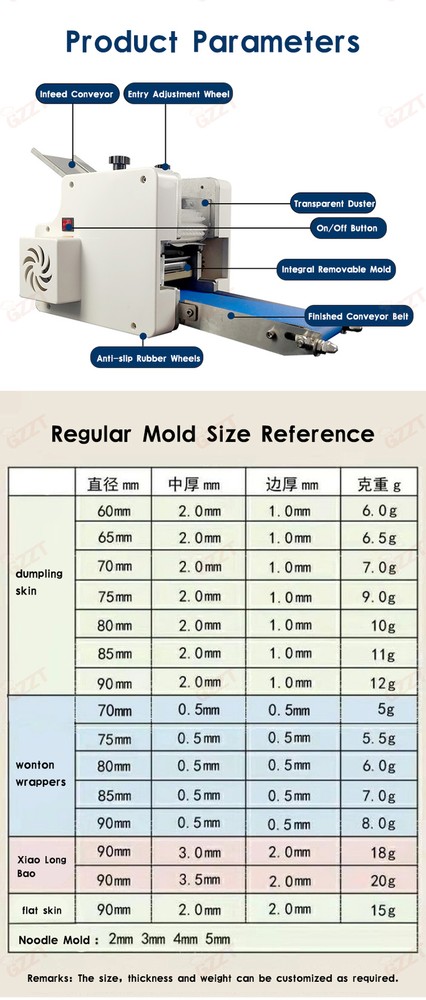 Electric Pasta Machine Dumpling Wrapper Maker Square or Round Mould Multi Size