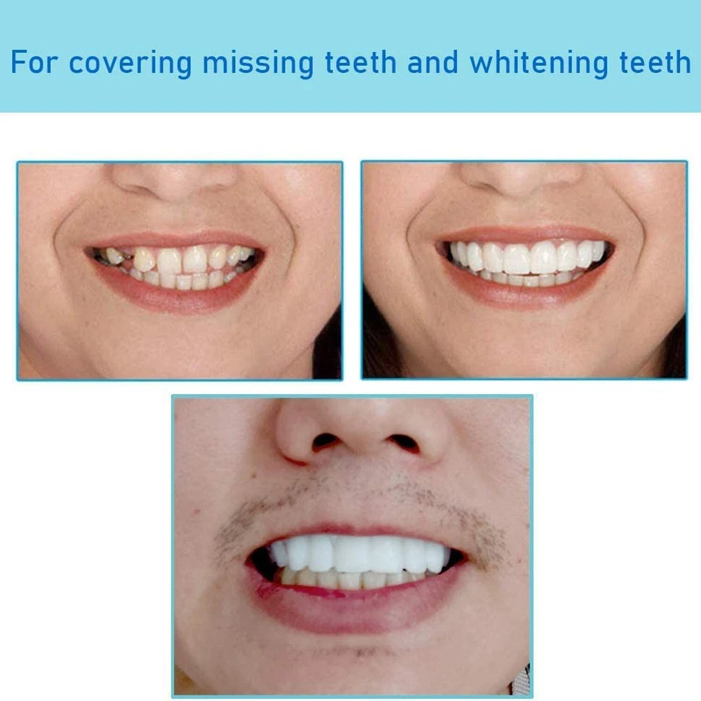 Snap On Upper and Bottom Set False Teeth Dental Veneers Denture Tooth Cover US