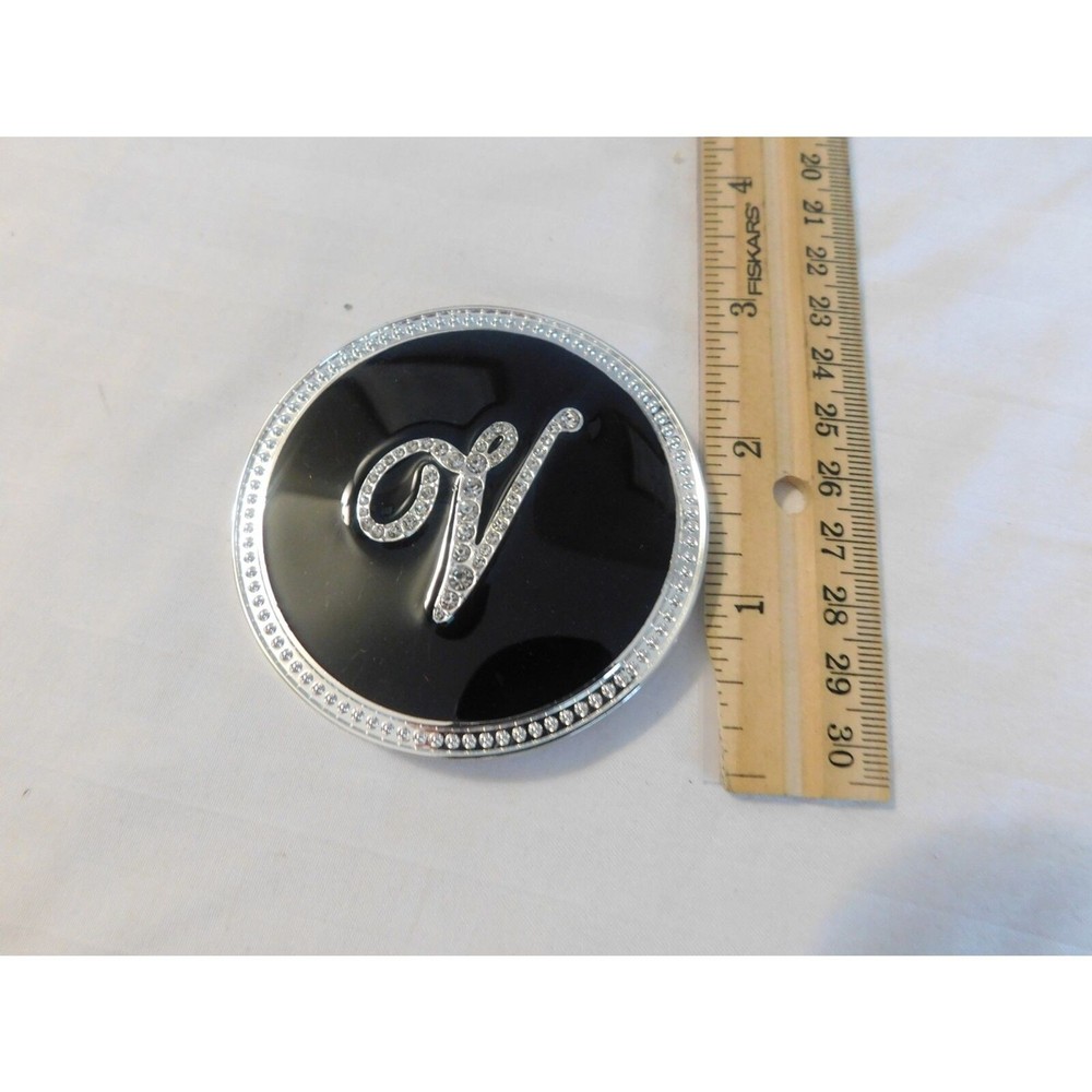 Lori Greiner Crystal Initial Compact Mirror with Magnification "V"