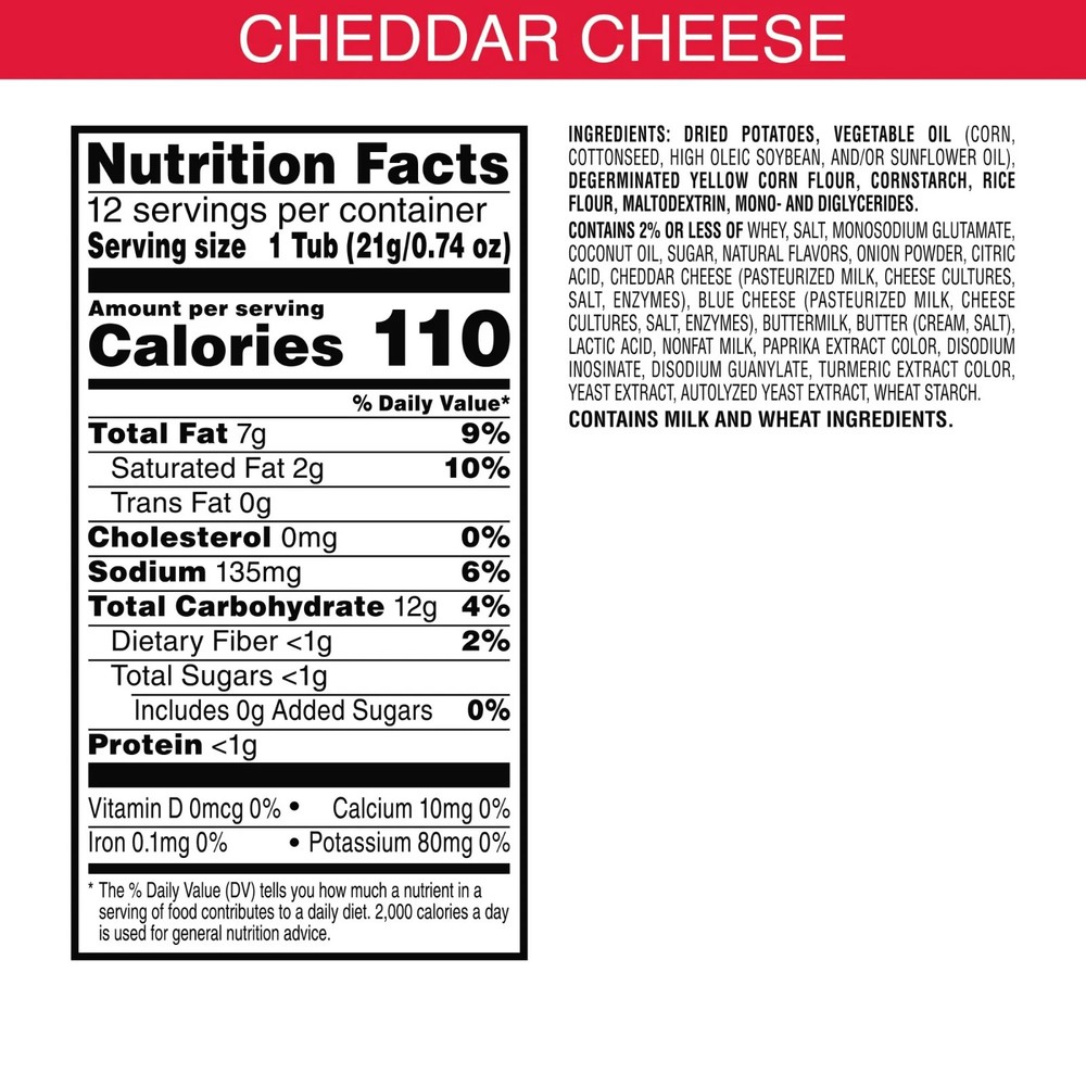 Pringles Cheddar Cheese Potato Crisps Chips, Lunch Snacks, 12 Count