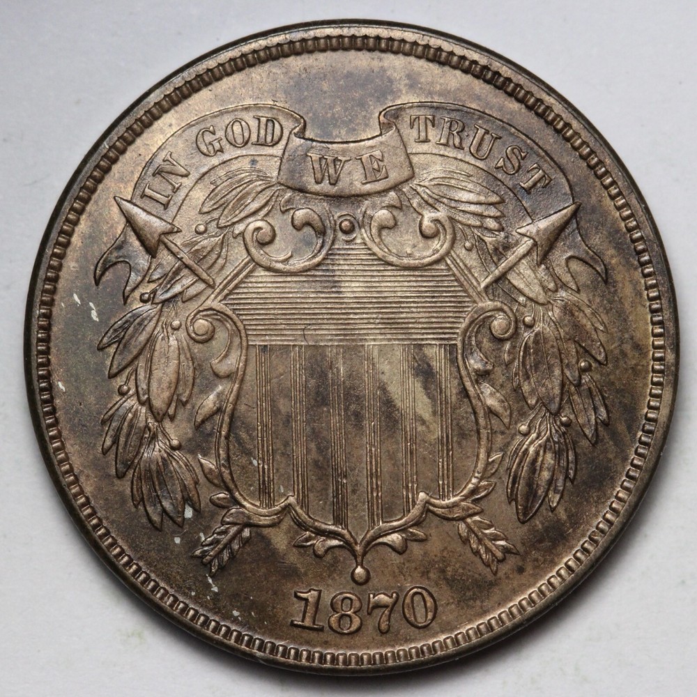 1870 Two Cent Piece GEM PROOF RB E114 ZEXY