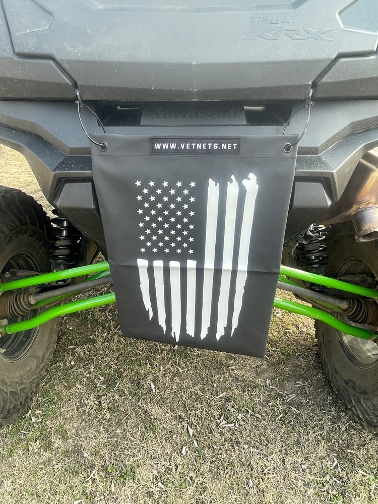 Utv Mesh Trash Bag with Solid Front (New Weathered Flag Design)