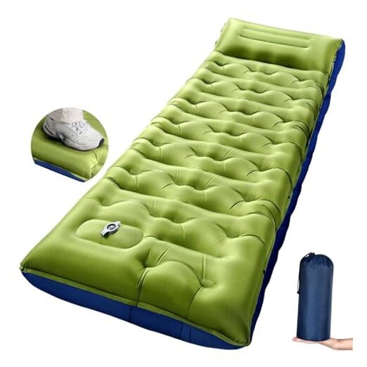 Camping Sleeping Pad,Extra Wide 6 inch Thick Inflatable Sleeping Pads Green