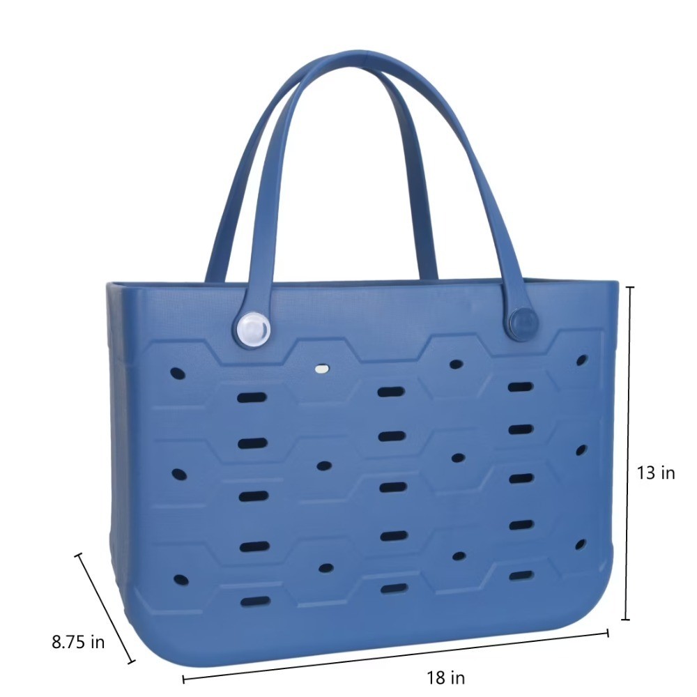 Large All Purpose Flex Laundry Tote, Washed Indigo – Waterproof & Washable –