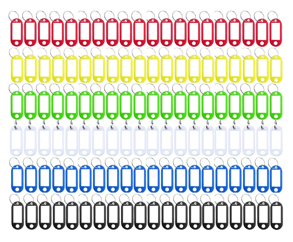 Key Tag Assorted Color Plastic Coded Key ID Label Tags Split Ring Keyring - w...