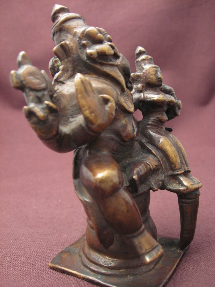 Indian bronze: 18thC Narasimha Lakshmi