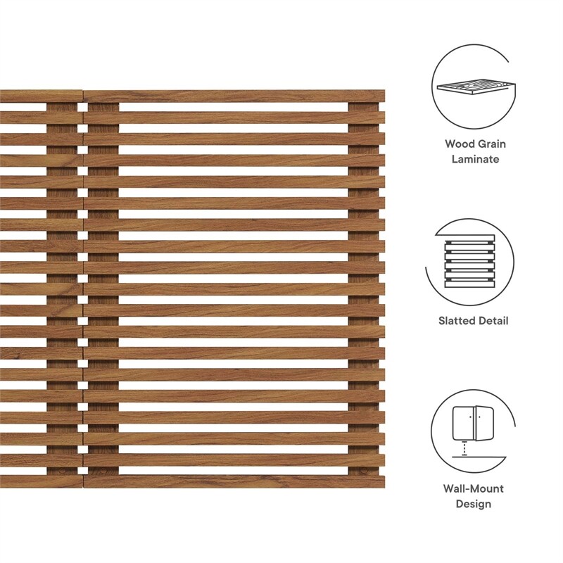 Modway Render Wall Mount Modern Wood Queen Headboard in Walnut