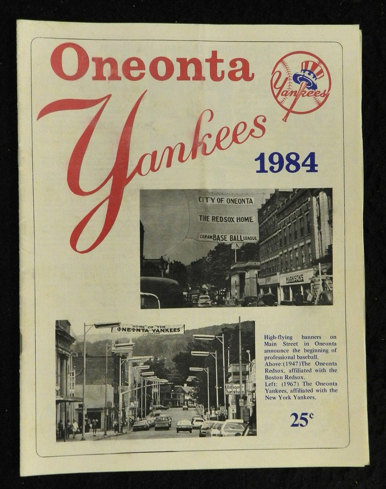 1984 ONEONTA YANKEES BASEBALL PROGRAM w/ LINE UP SHEET