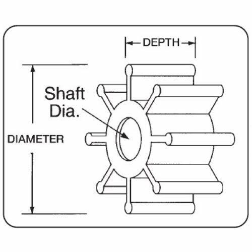 Jabsco 1210-0001-P, Neoprene, Drive Type 7, 12 Blade, 2-1/4 Diameter, 1-1/4 W...