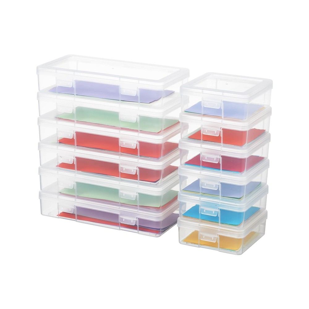 novelinks Stackable Plastic Clear Storage 6 Pack Small + 6 Medium -Clear
