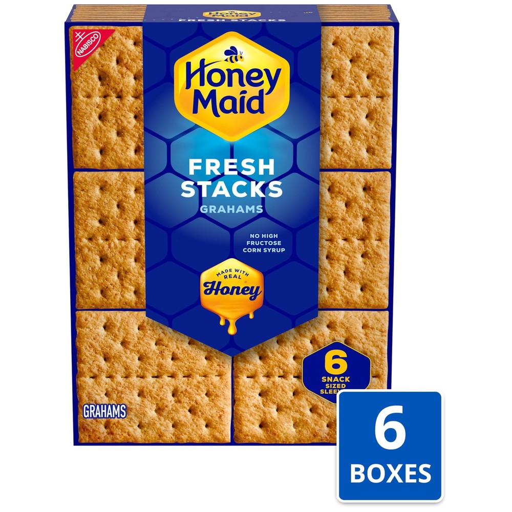 Fresh Stacks Graham Crackers, Bulk Travel Snacks, 6 Boxes (36 Multi Snack Packs)
