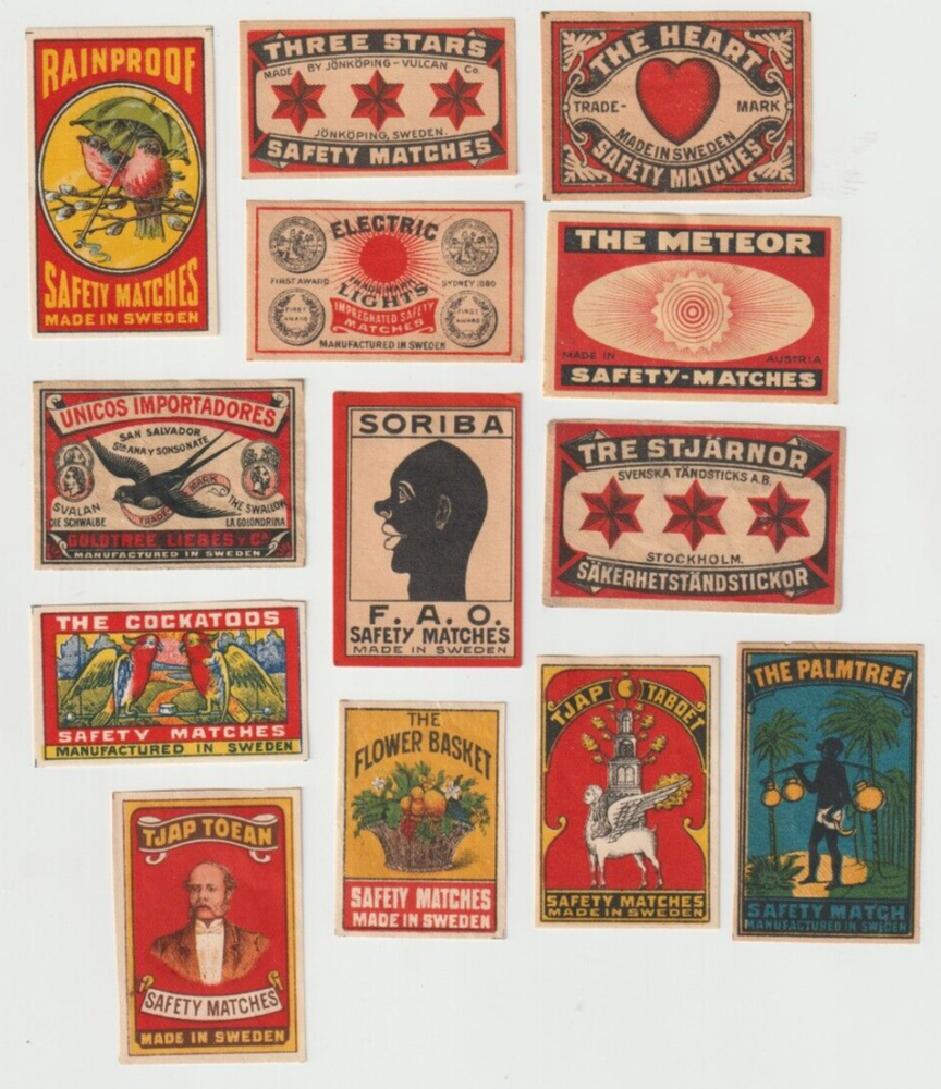 Nice Mixed Group Antique Matchbox match labels
