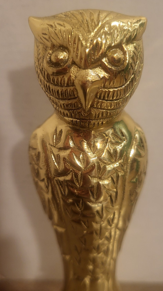 Vintage Cast Brass Owl Fireplace Tool Replacement Handle/M3