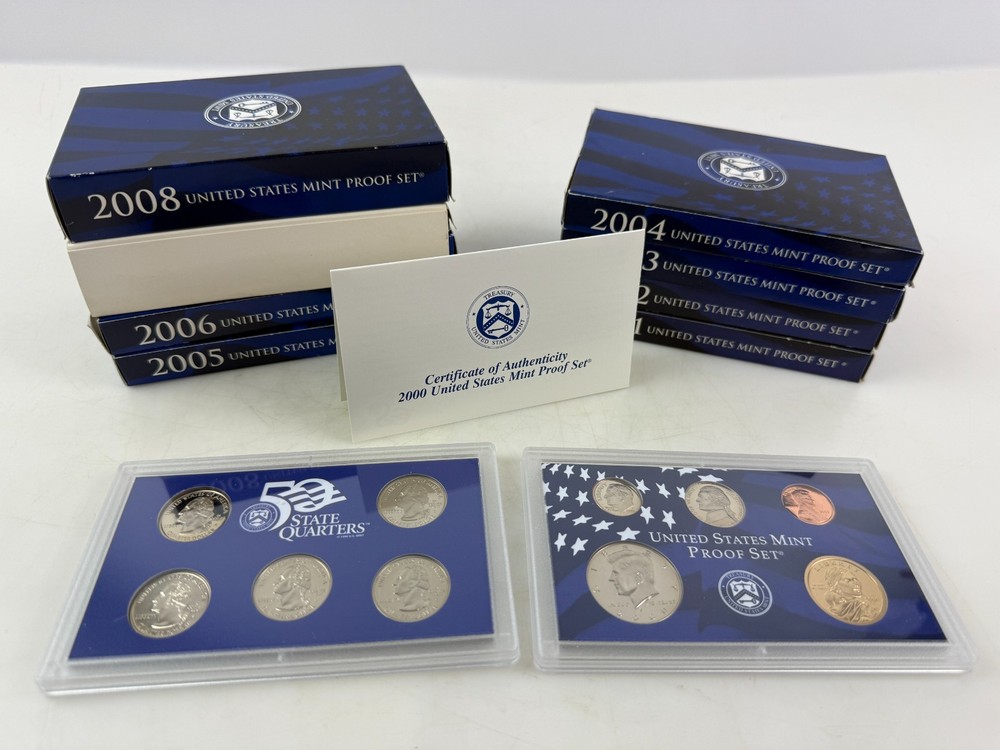 2000-2008 US Mint Proof Sets w/ COA
