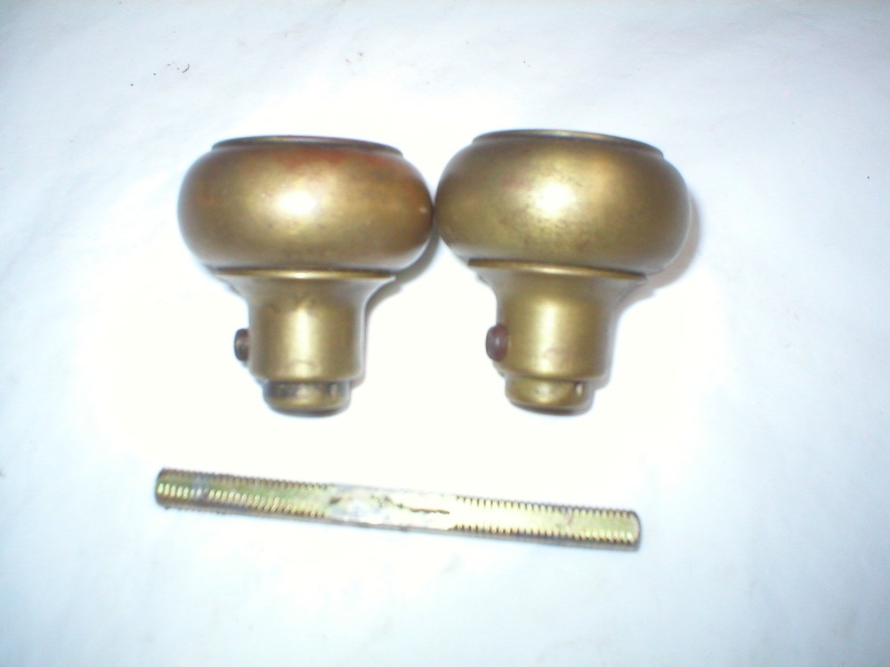 Antique Solid Brass Doorknob Pair