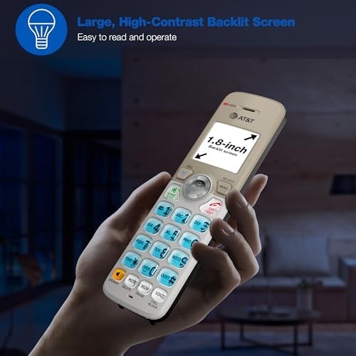 Cordless Phone with Bluetooth, Call Blocking, 1.8" Screen, Big Buttons, Intercom