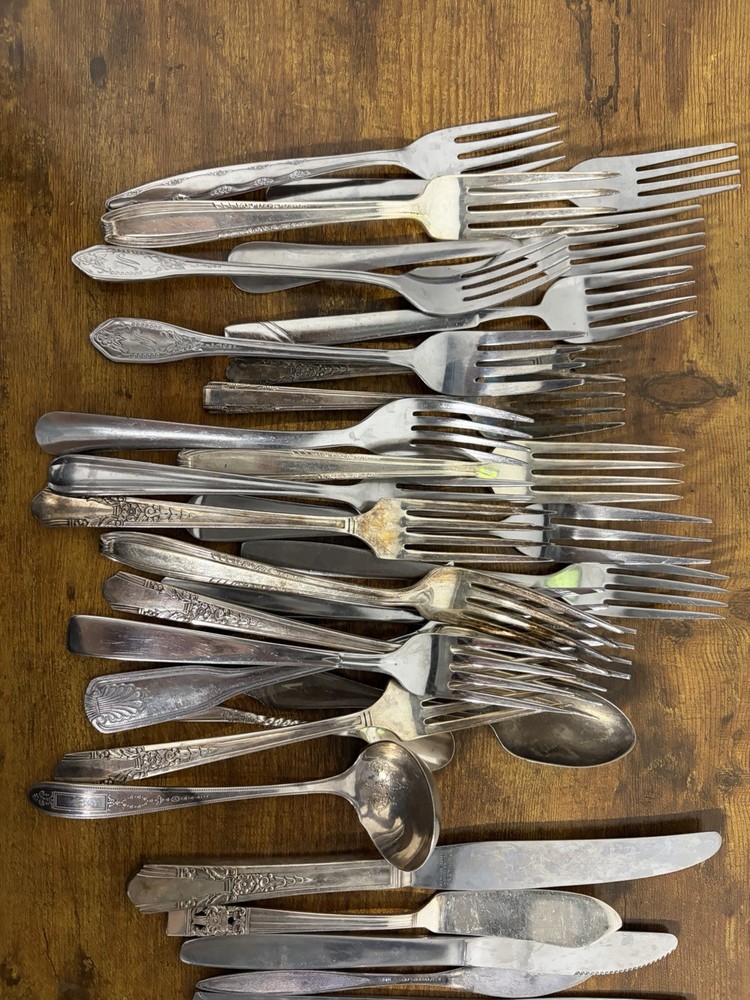 Vintage Flatware Lot 30+ Pieces Silverware Oneida, Tudor, Etc