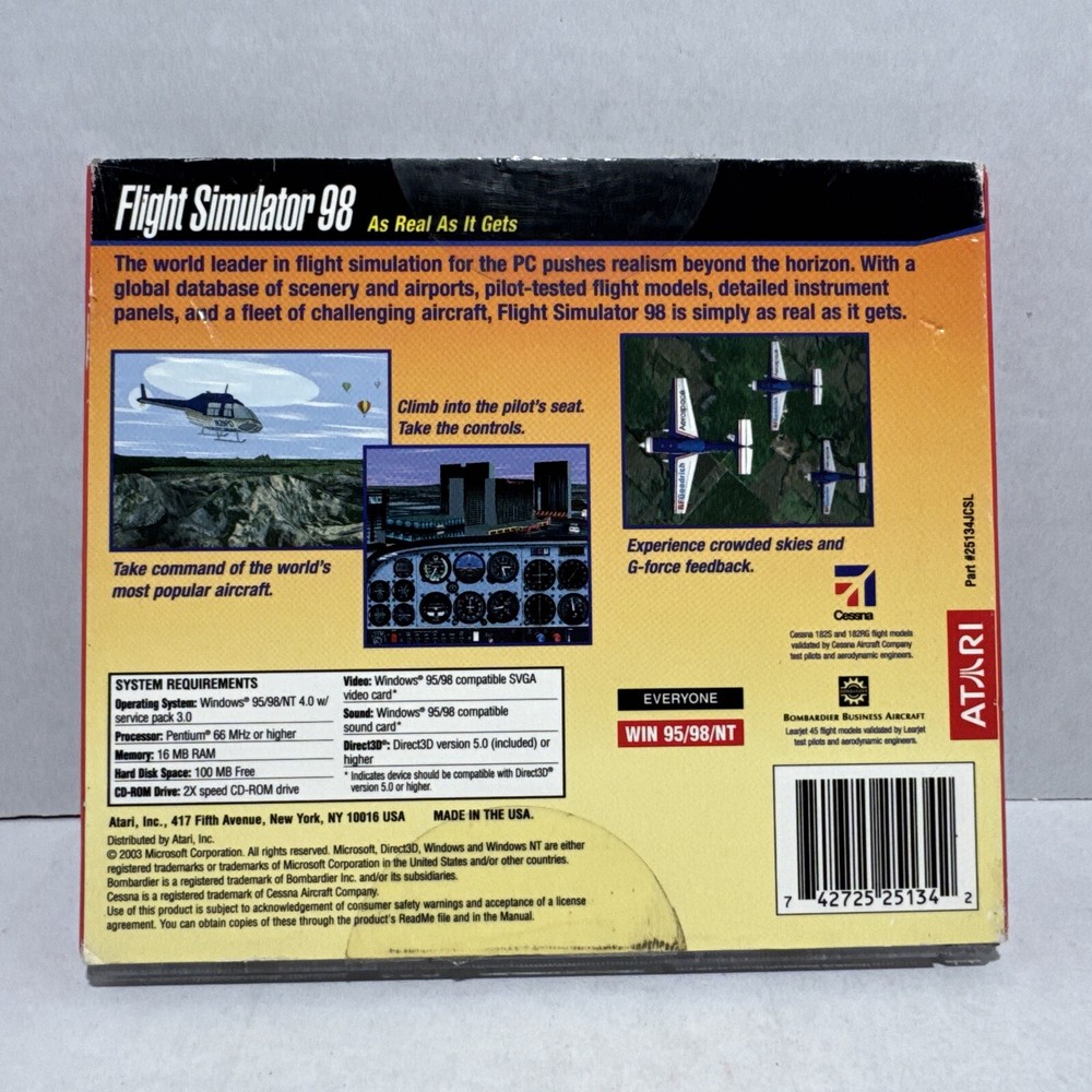Microsoft Flight Simulator 98 Game Complete PC CD ROM