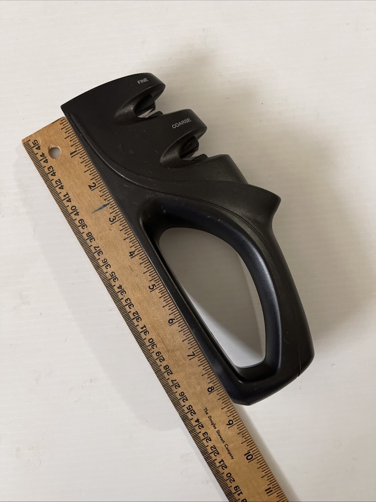 2 Stage Coarse Fine Ceramic Hand Held Knife Black Sharpener