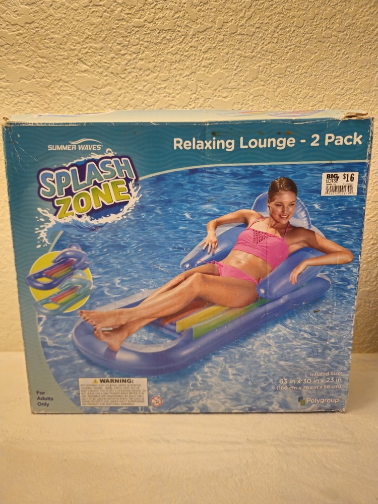Summer Waves Relaxing Lounge 2 Pack Inflatable Pool Float