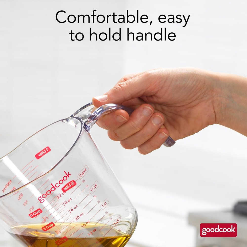 Everyday 4-Cup Liquid Measuring Cup, Clear Plastic with Easy-to-Read Markings