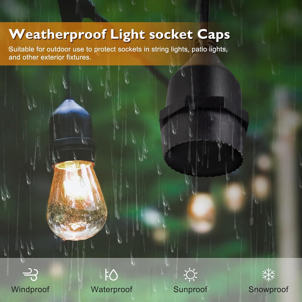 Light Socket Caps, Bulb Socket Safety Covers for String Lights, Fit Standard & R