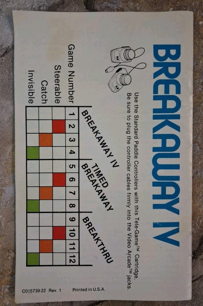 Breakaway IV Manual - Atari 2600 *SEE DESC*