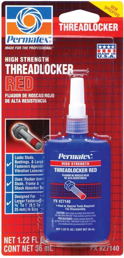 Permatex Thread Locker - Red - High Strength - 36 ml Bottle - Each