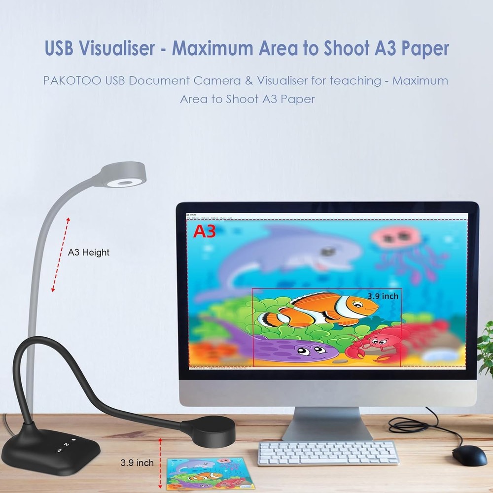 All-in-One USB Document Camera & Webcam with Auto Focus for Seamless Learning